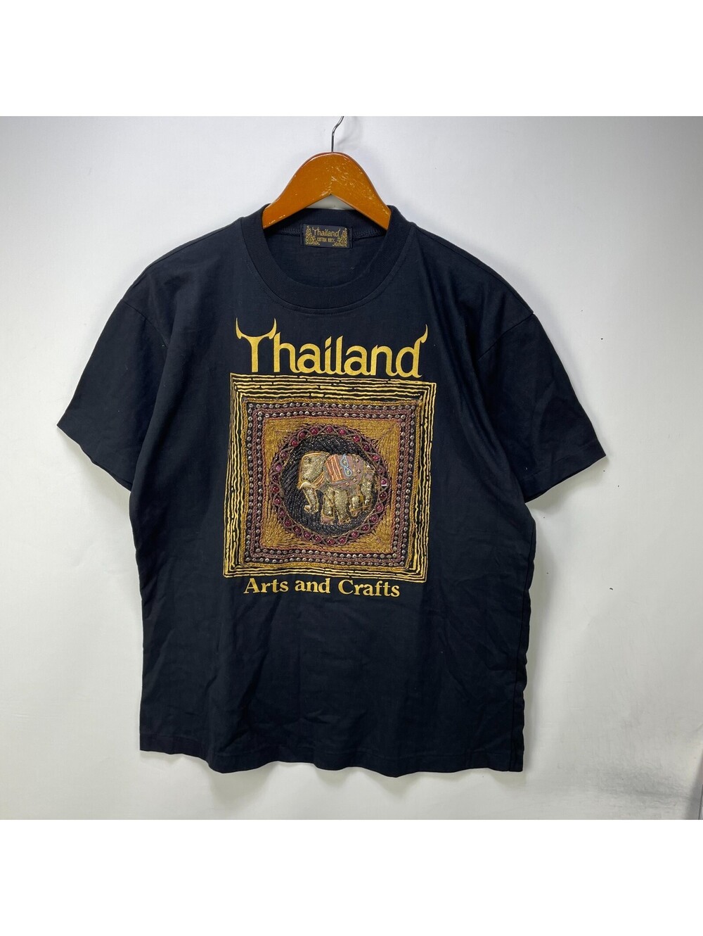 Vintage Thailand Elephant T shirt Art Souvenir Nature L XL